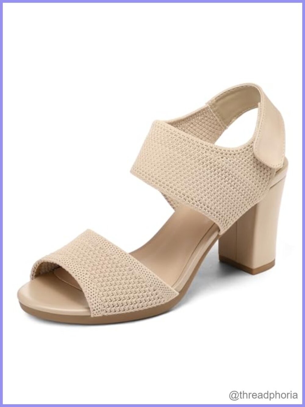 Women's Chunky Block High Heels Slingback Open Toe Knit Heeled Sandals